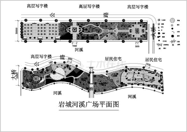 某河岸绿化建筑设计cad平面施工图-图一