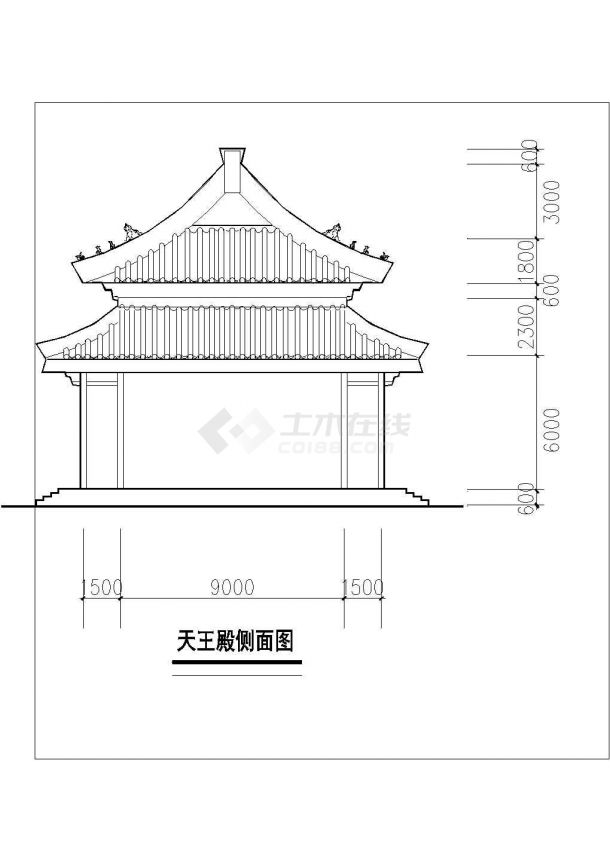 受欢迎的寺庙天王殿结构图纸（共4张）-图二