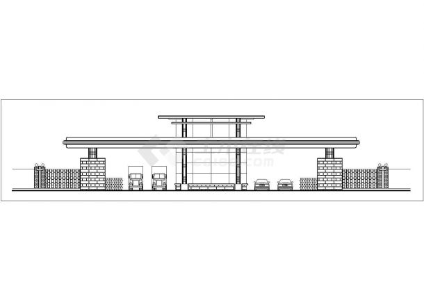 工业区大门cad设计建筑设计方案图-图二
