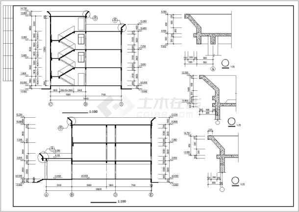 家具办公楼cad平面建筑设计图-图二