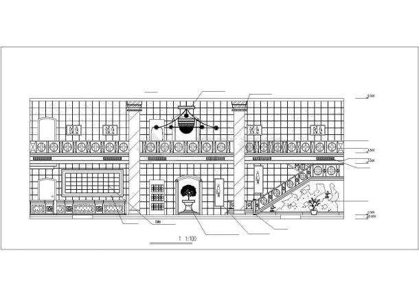 某地西式餐厅建筑设计CAD平立面图-图二