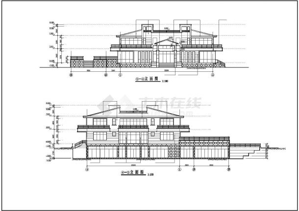 某休闲别墅建筑结构施工CAD图-图二