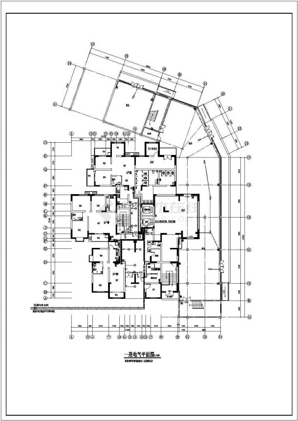 某18层综合办公楼电气cad施工设计图纸-图二