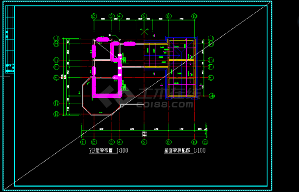 豪华别墅结构施工设计方案全套CAD图纸-图二