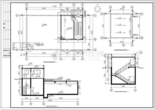 某水池与泵房建筑结构设计图纸-图二