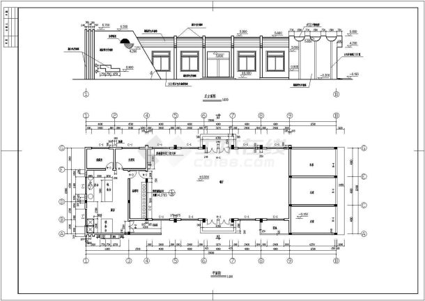 某地小型食堂建筑cad施工设计图纸-图二