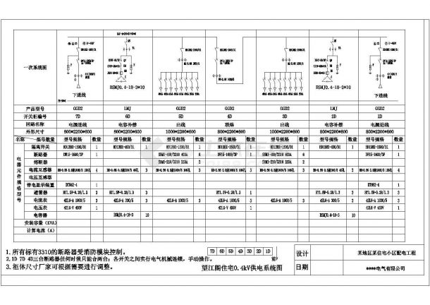 某滨江住宅小区低压配电室设计cad全套电气原理图-图二