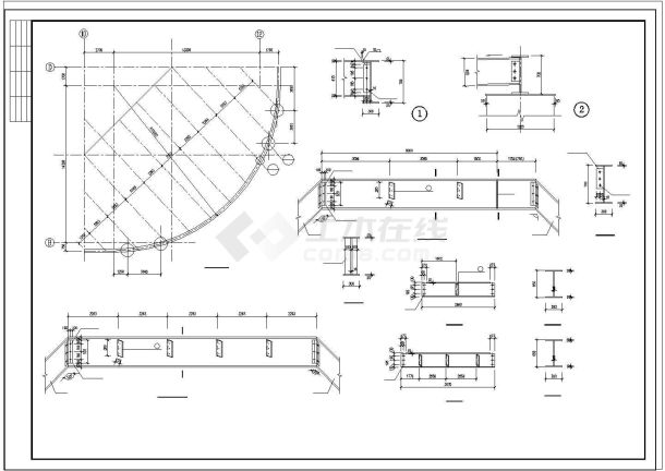 网通大楼钢结构立面设计CAD参考图-图二