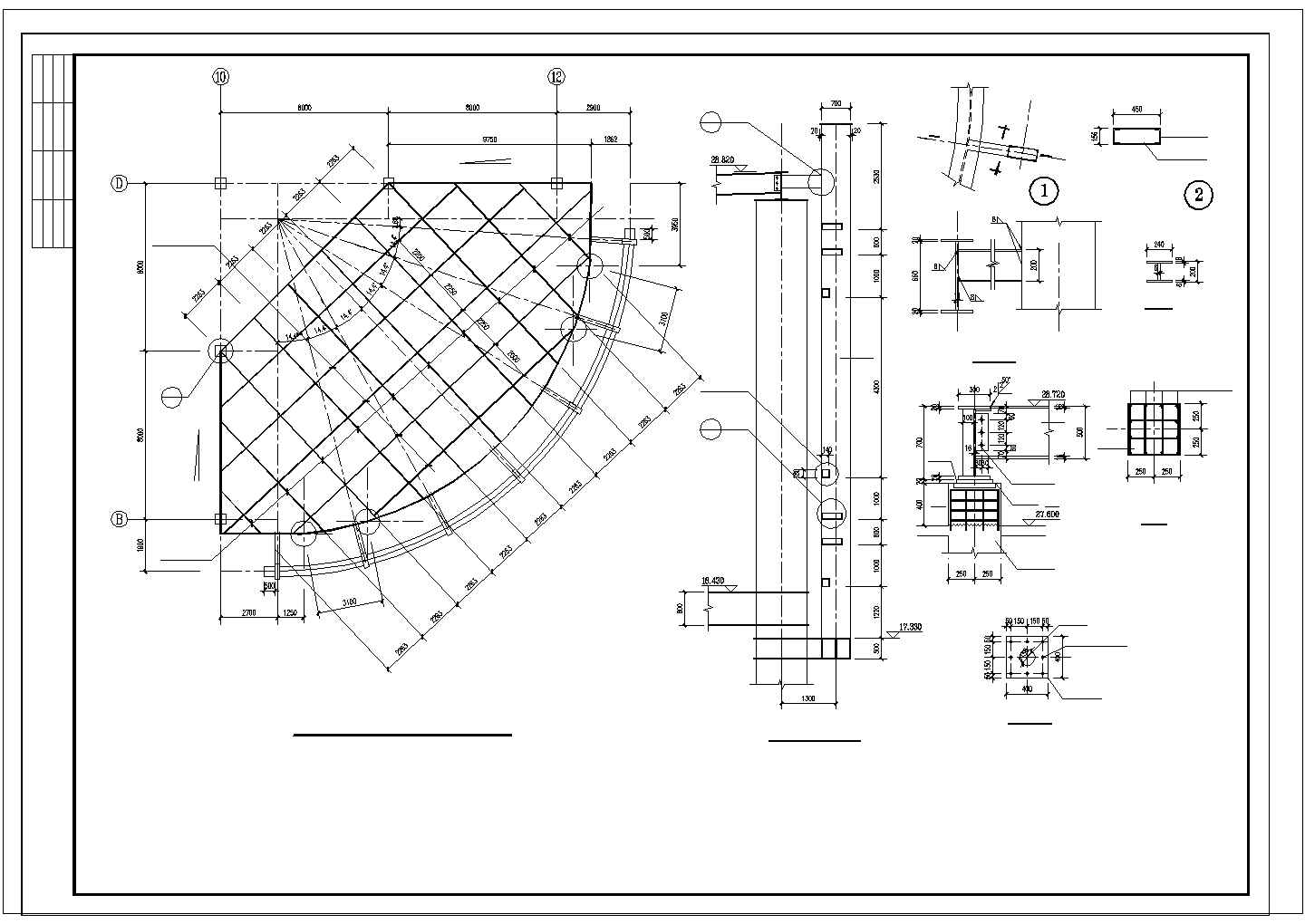 网通大楼钢结构立面设计CAD参考图