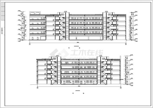 某市中学教学楼建筑施工CAD设计图纸-图一