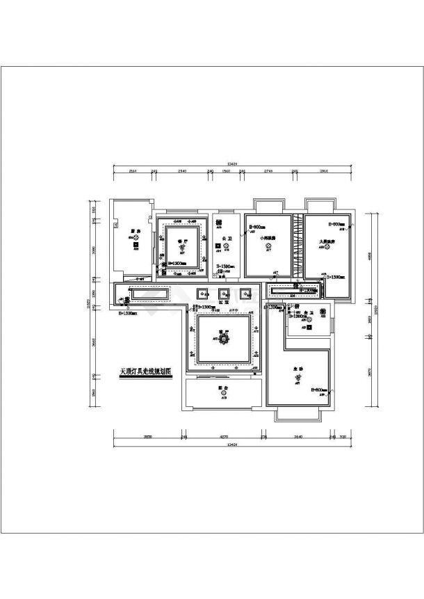 某现代风格的三居室室内装修设计施工CAD图-图一