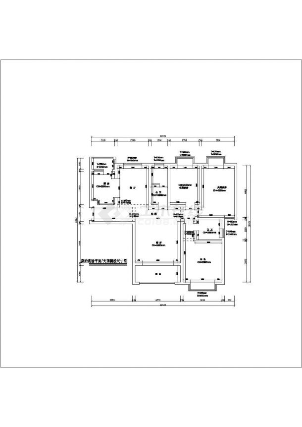 某现代风格的三居室室内装修设计施工CAD图-图二