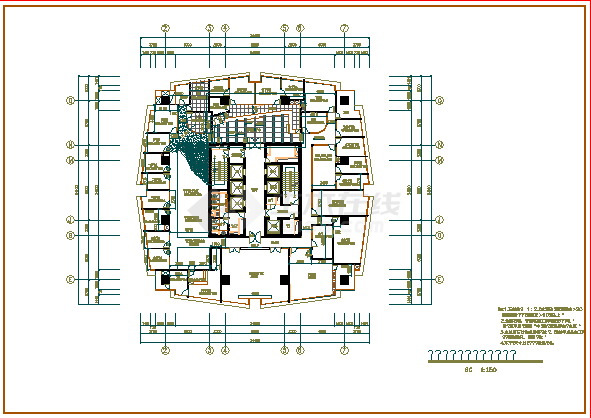  CAD plan construction drawing of the whole floor interior decoration of the insurance company office - Figure 1