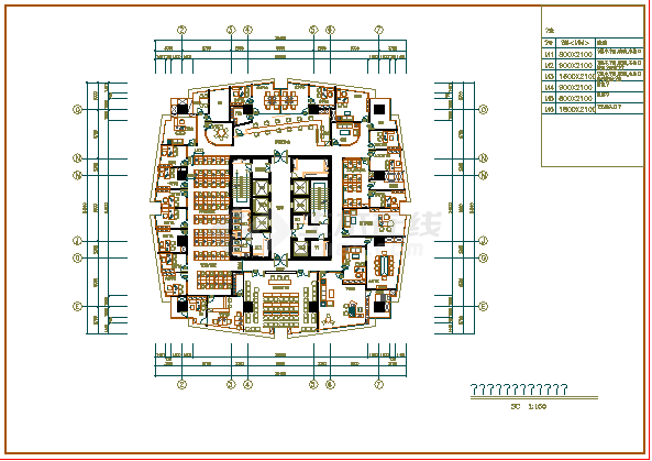  CAD plan construction drawing of the whole floor interior decoration of the insurance company office - Figure 2