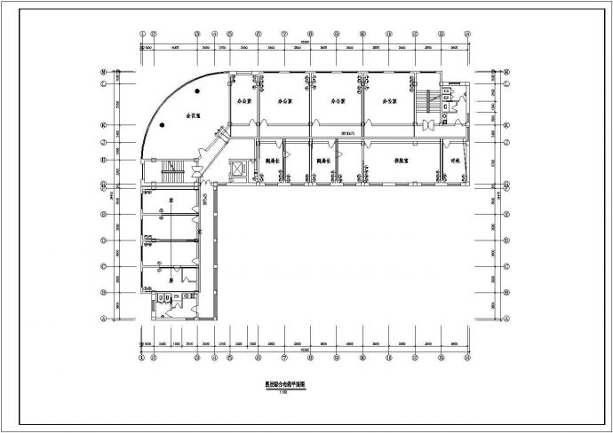 办公综合楼cad平面装修设计施工图_图1