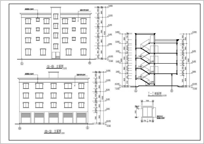 某地区四层综合商住楼建筑设计方案图_图1