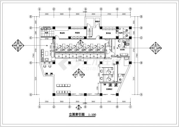 某市银行分理处cad装修设计施工图-图二