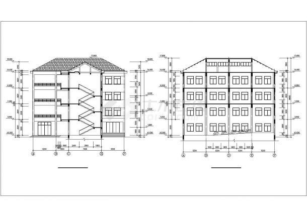 某中学教学楼全套施工CAD建筑设计图-图一