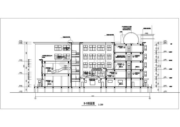 某中学综合楼设计建筑CAD施工图-图一