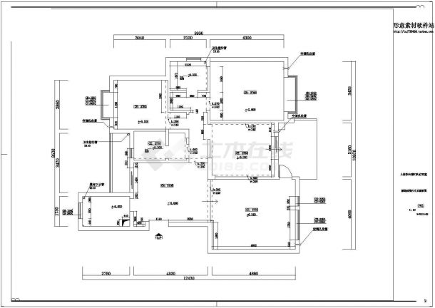 某区上林春天普通户型现代简约的标准室内装修设计施工CAD图-图二