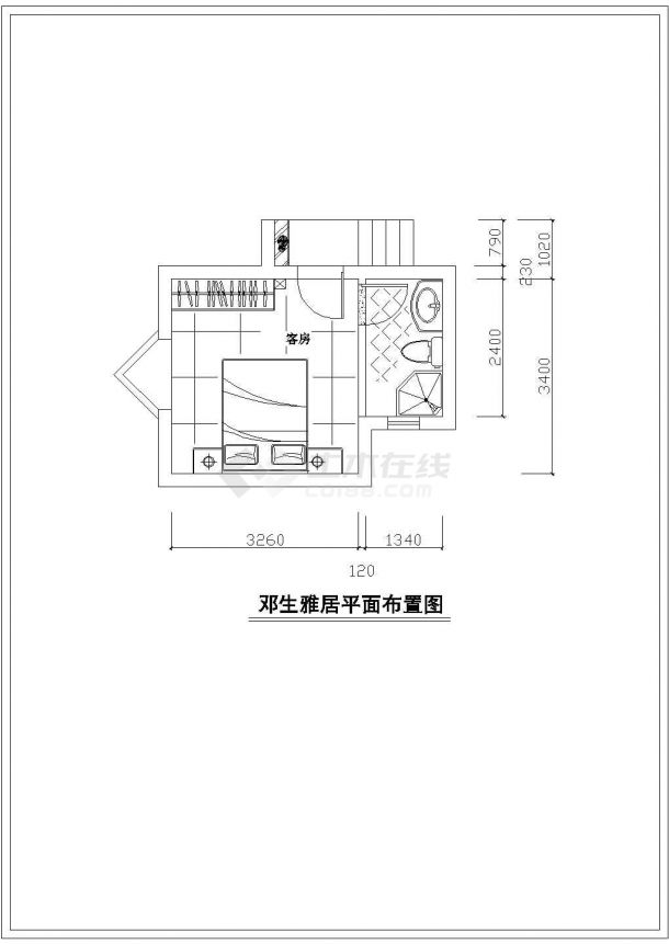 某雅居室内家装设计cad平面图纸-图一