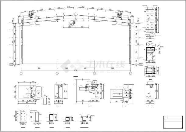 某地大型钢结构工业厂房结构CAD布置图-图二