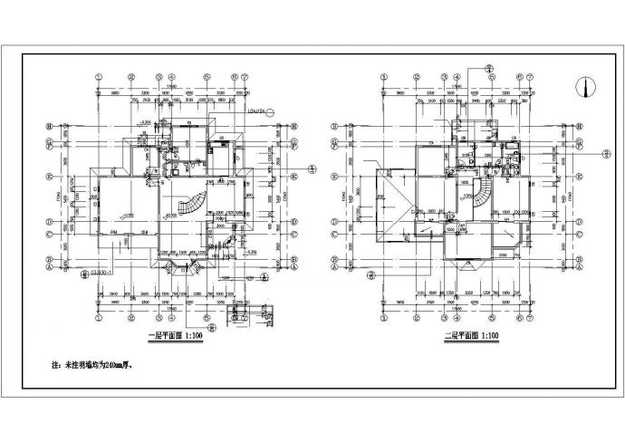 天虹花园别墅建筑施工CAD设计施工图_图1