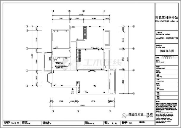 某欧式风格的三室两厅室内装修设计施工CAD图-图一
