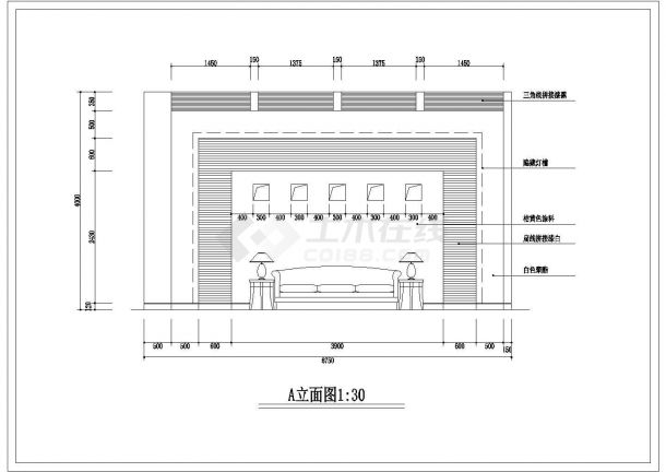 某城市现代化展示厅装修结构图-图一