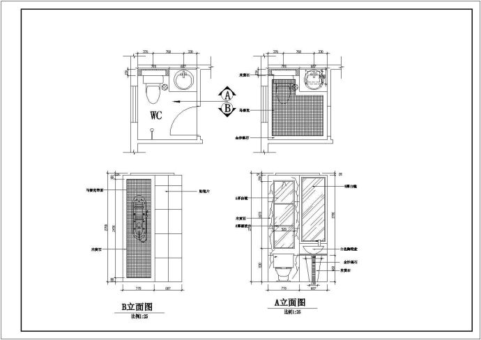 杭州市某别墅平面装修剖面CAD参考图_图1