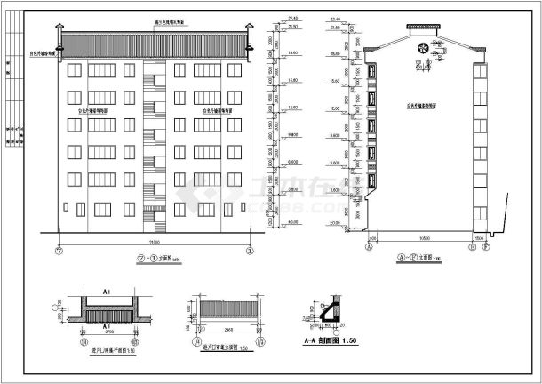 某地区一套职工宿舍楼CAD平面布置参考图-图一