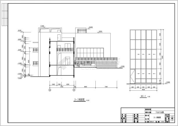 某豪华别墅建筑施工设计CAD平立面图-图二