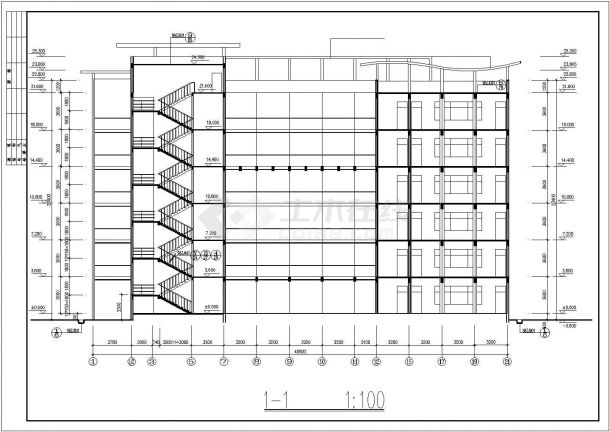 某市中学教学楼建筑CAD设计施工图-图二