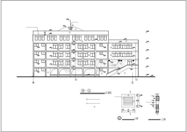 某小学多功能教学楼建筑CAD设计施工图-图一