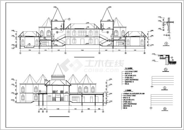 某欧式幼儿园建筑施工CAD设计图纸-图二
