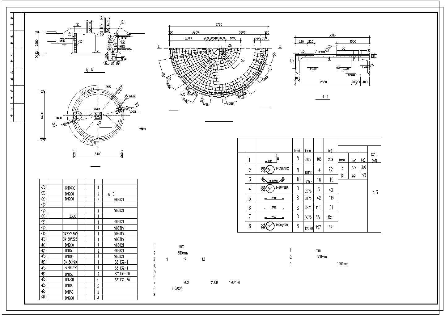 精美圆形水池框架设计CAD布置图