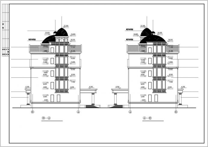 小区连体别墅建筑设计平立面CAD参考图_图1