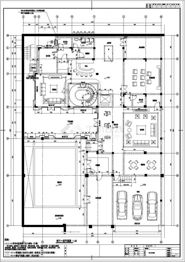 某二层一进院中式风格别墅设计cad建筑施工图-图二