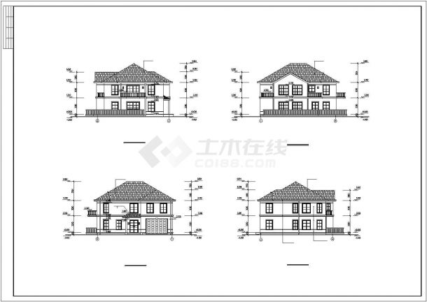 某小区水上别墅建筑cad参考图-图一