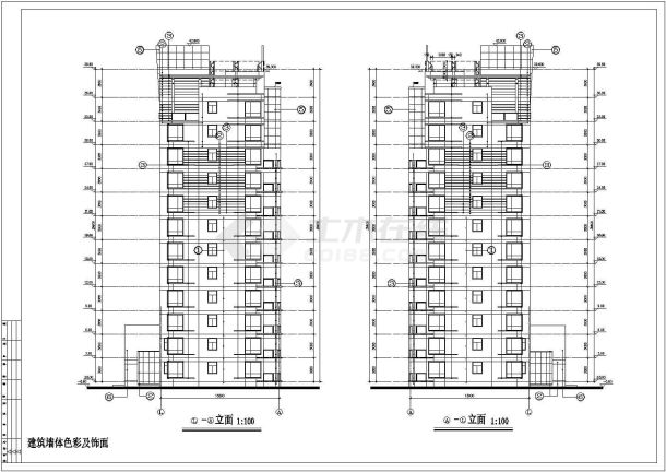 某两单元住宅楼外立面cad设计施工图-图二