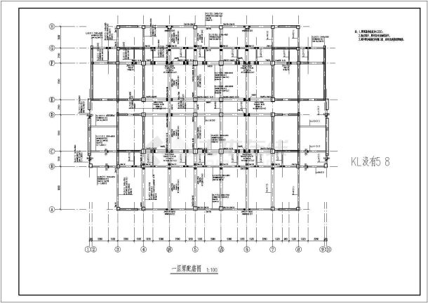 某底框抗震墙结构小学食堂及宿舍楼设计cad结构施工图-图一