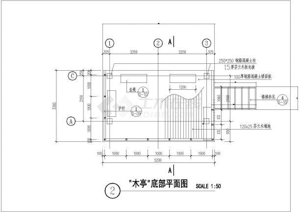 某景区通廊建筑cad大样详图-图二