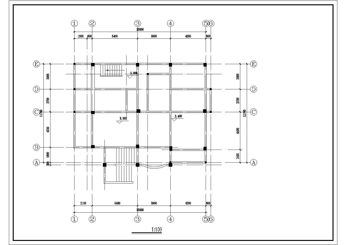 错层欧式别墅建筑设计施工图纸