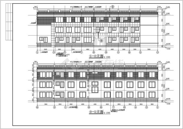 某市三层医院病房楼的CAD建筑施工设计图-图二
