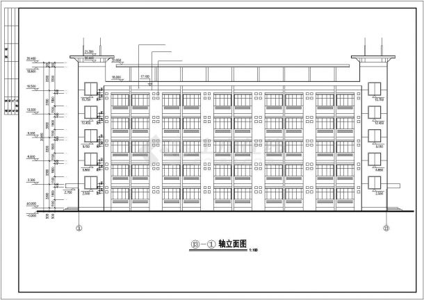 某中学宿舍楼建筑cad施工图-图二