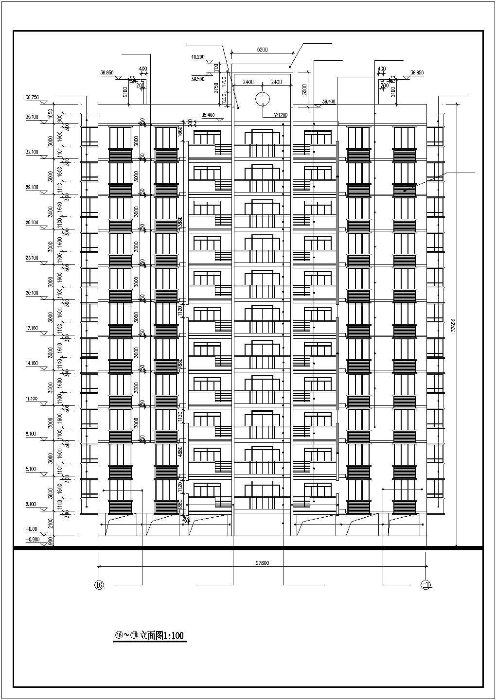 星港小镇点式小高层户型建筑CAD设计图
