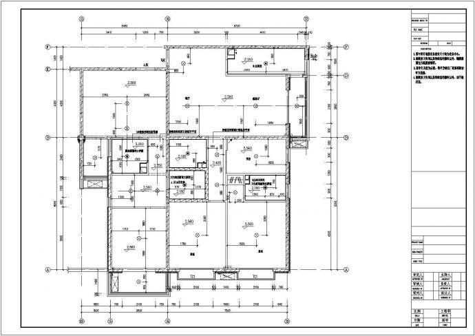 某两居室高层住宅楼室内装修设计cad施工图_图1