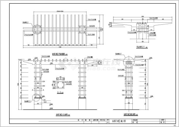 石首市花架式门道建筑施工设计CAD布置图-图二