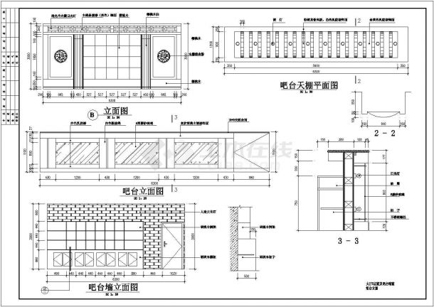 某地中式经典风格餐厅装修施工设计CAD图-图一