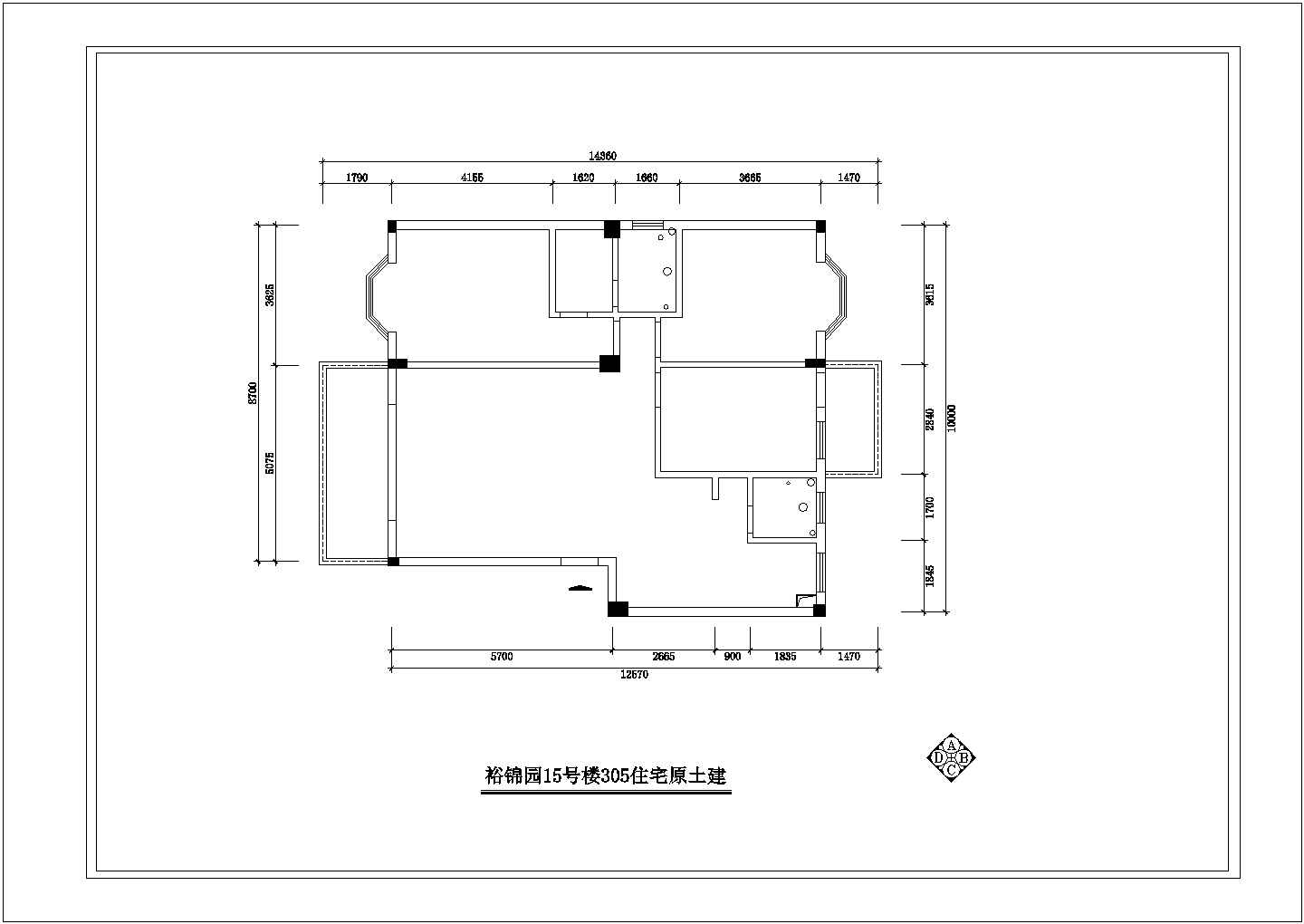 裕锦园某楼家居装修施工设计CAD图